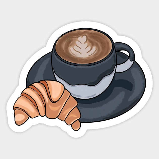 Delicious Breakfast Coffee and Croissant Sticker by Mada's Coffee Shop